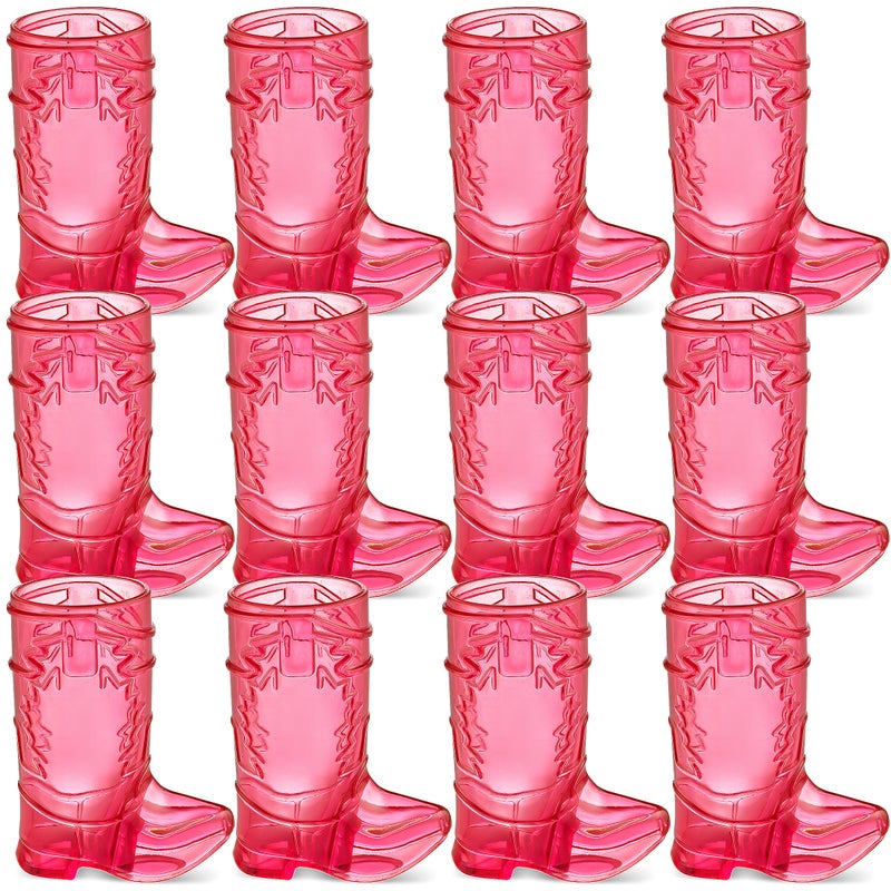 JoyServe 24 Mini Boot Shot Glasses, 1 oz Reusable and Disposable Pink Plastic Shot Cups, for Cowboy Cowgirl Themed Parties, Decorations, Bachelorette Party Favors, Pink - Image 1
