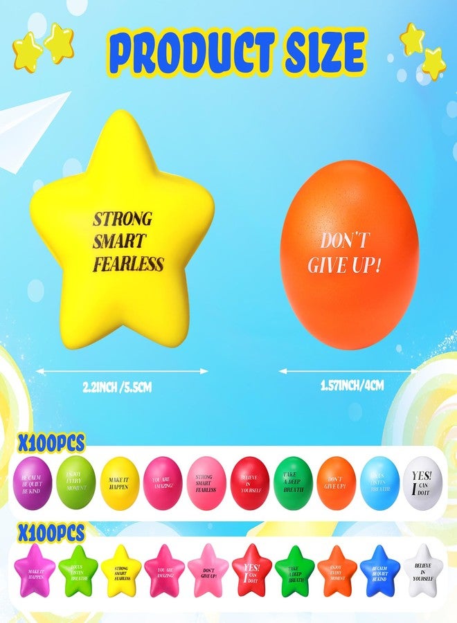جيريفي 200 قطعة من كرات الضغط التحفيزية، اقتباسات بالجملة، تخفيف الغضب على شكل نجمة، كرات إسفنجية ملونة لتمارين اليد، لتخفيف التوتر والقلق، لوازم حفلات لتخفيف التوتر والقلق، هدايا - Image 4