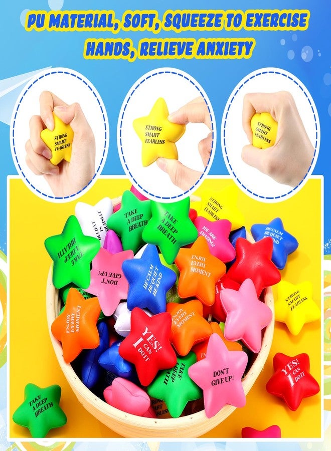 جيريفي 200 قطعة من كرات الضغط التحفيزية، اقتباسات بالجملة، تخفيف الغضب على شكل نجمة، كرات إسفنجية ملونة لتمارين اليد، لتخفيف التوتر والقلق، لوازم حفلات لتخفيف التوتر والقلق، هدايا - Image 3