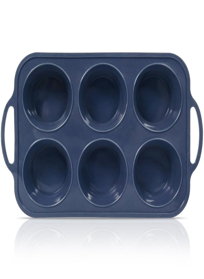 Vnray Jumbo Silicone Muffin Pan with Metal Frame, Non Stick Silicone Cupcake Pan with Handles 6 Cup, BPA Free Silicon Muffin Tin Tray Extra Large for baking, egg bites, Cupcake Mold Grey - Image 1