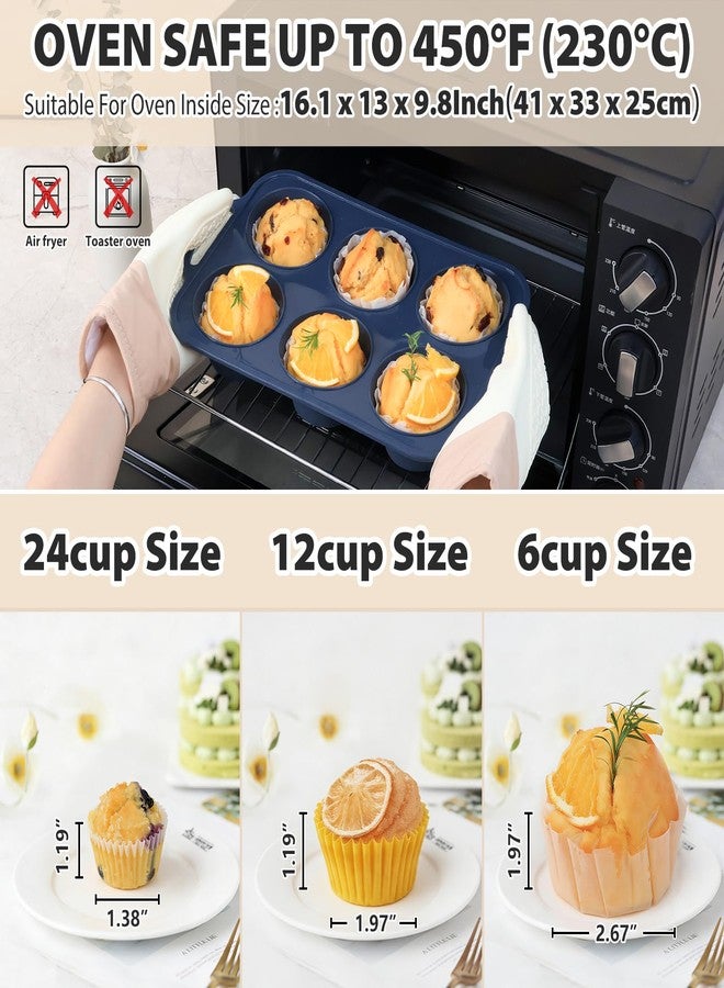 Vnray Jumbo Silicone Muffin Pan with Metal Frame, Non Stick Silicone Cupcake Pan with Handles 6 Cup, BPA Free Silicon Muffin Tin Tray Extra Large for baking, egg bites, Cupcake Mold Grey - Image 3