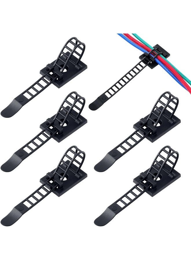 Loquat 100PCS Adjustable Adhesive Cable Ties Cable Clips, Self-adhesive Nylon Cable Straps, Adhesive Cable Management Clips for Wire - Image 1