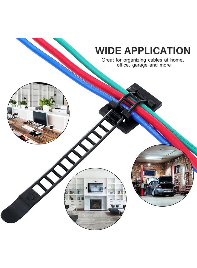 Loquat 100PCS Adjustable Adhesive Cable Ties Cable Clips, Self-adhesive Nylon Cable Straps, Adhesive Cable Management Clips for Wire - Image 4