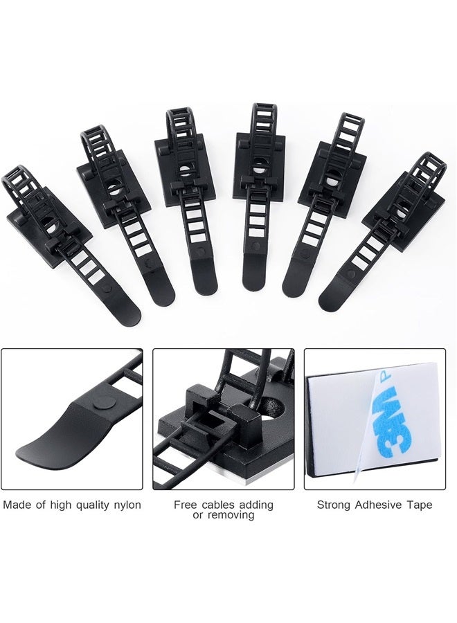 Loquat 100PCS Adjustable Adhesive Cable Ties Cable Clips, Self-adhesive Nylon Cable Straps, Adhesive Cable Management Clips for Wire - Image 3
