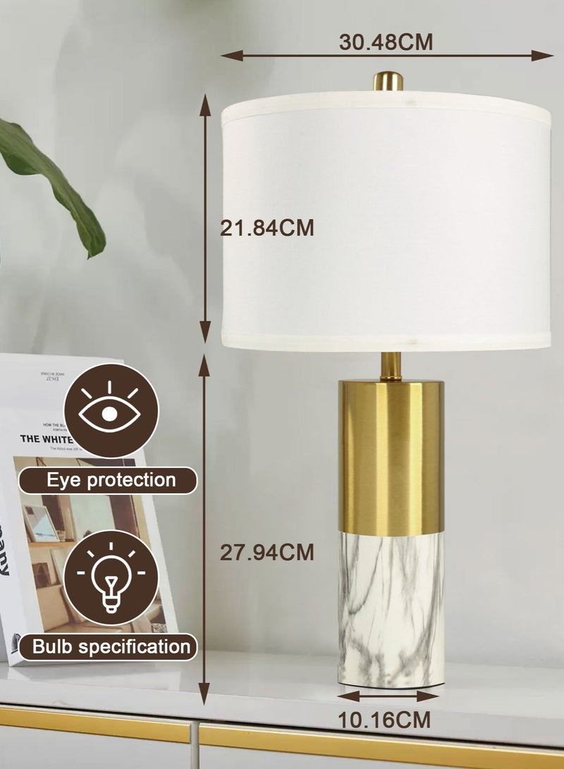 DREAMSIDEA لمبة سرير بيضاء عصرية مجموعة من 2 لتزيين غرف النوم، لمبة طاولة ريفية للصالون والمكتب - Image 3