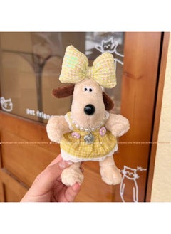 Generic Super Fairy Handdog Small Floral Plaid Skirt Love Necklace Bow Keychain Hanging Ornaments Bag Hanging Ornaments-Color:Yellow Plaid Floral Dress Pattern Love Necklace-Height:Metal Key Chain Pendant  - Image 1
