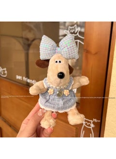 Generic Super Fairy Handdog Small Floral Plaid Skirt Love Necklace Bow Keychain Hanging Ornaments Bag Hanging Ornaments-Color:Yellow Plaid Floral Dress Pattern Love Necklace-Height:Metal Key Chain Pendant  - Image 3