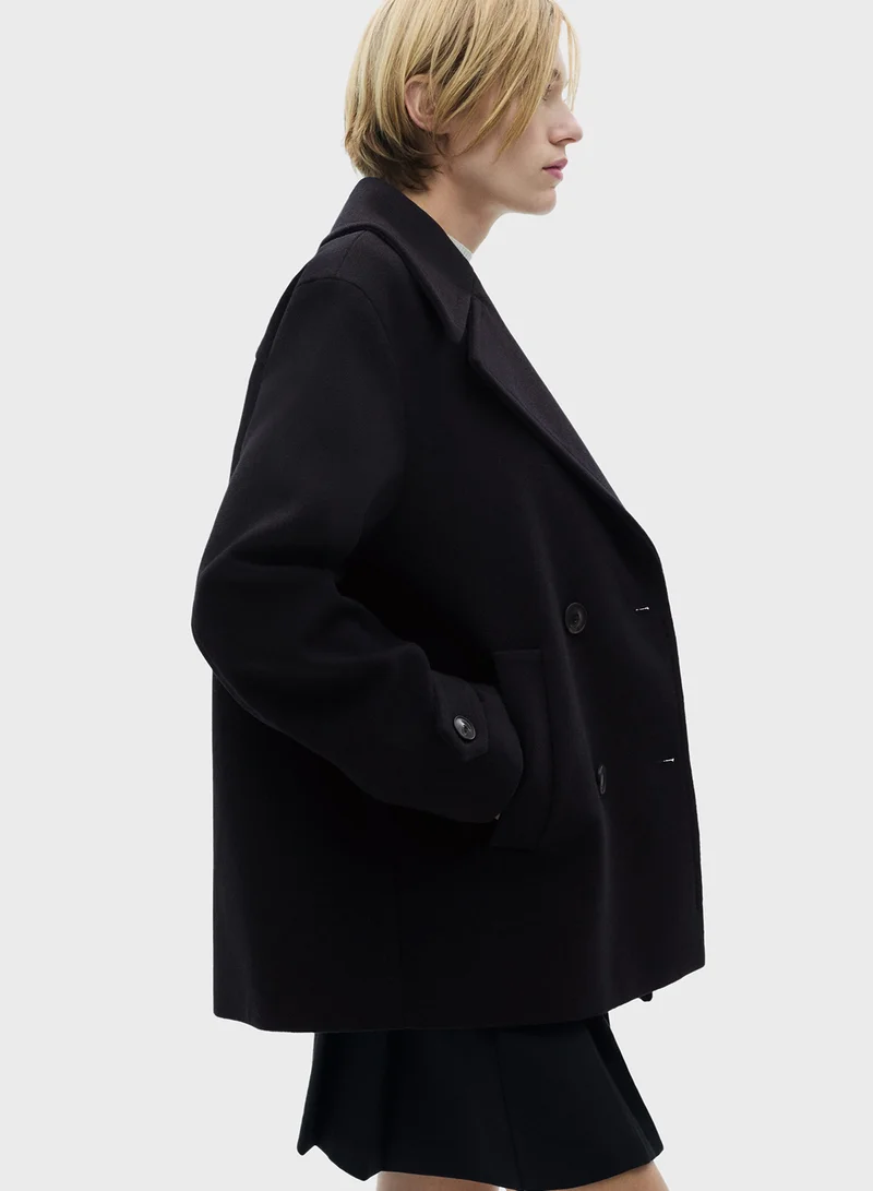 MANGO Double-Breasted Wool Coat