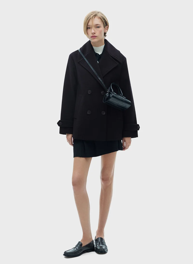 MANGO Double-Breasted Wool Coat