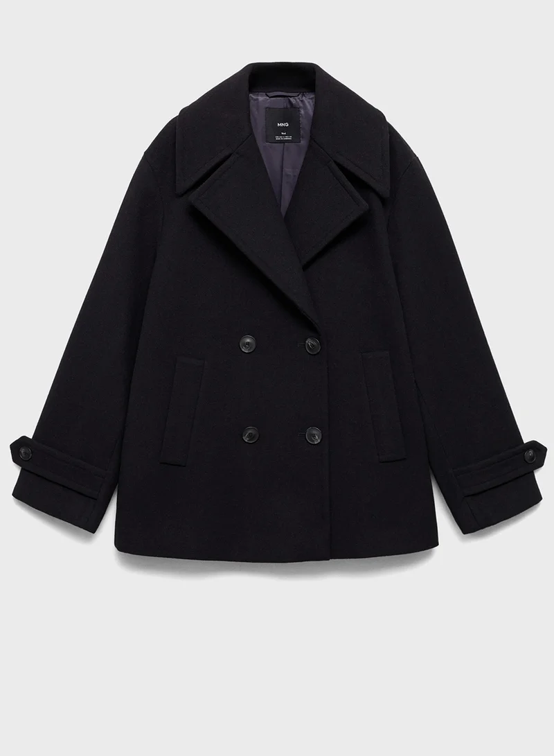 MANGO Double-Breasted Wool Coat