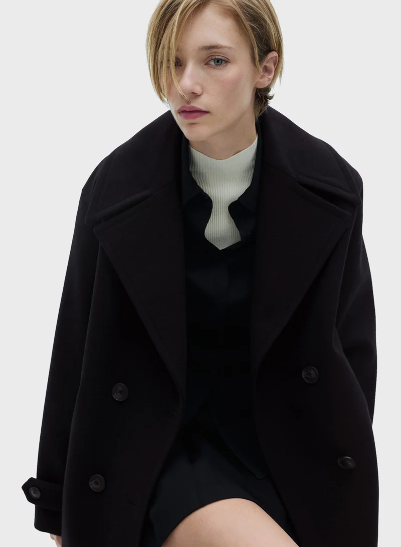 MANGO Double-Breasted Wool Coat