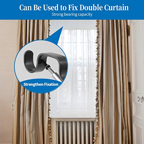 Anndason Heavy Duty Curtain Rod Brackets - Adjustable Double Rod Holders, 1 Inch (2 PCS, Black) - Image 5
