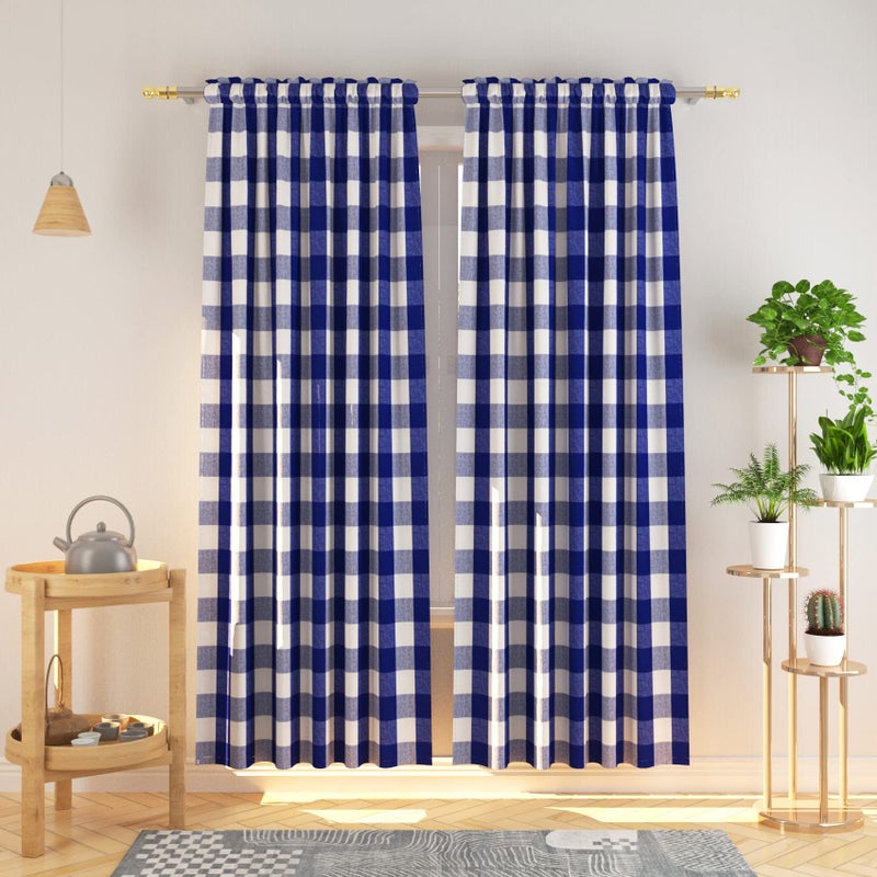 Natus Weaver Buffalo Check Cotton Stretains 84 بوصة طول المطبخ غرفة المعيش - Image 1