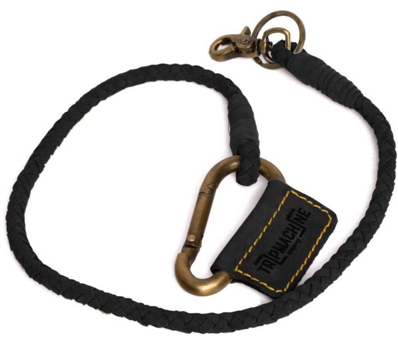 Trip Machine Company Motorcycle Leather Braided Keychain (Black) - Image 1