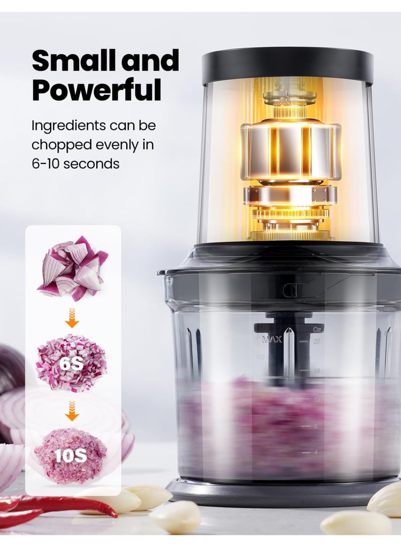 ibsun 4-Cup Electric Food Processor and Meat Chopper, 2-Bowl Kitchen Chopper with 2 Speeds and 4 Blades for Vegetables, Nuts, Meat and Puree - Image 5