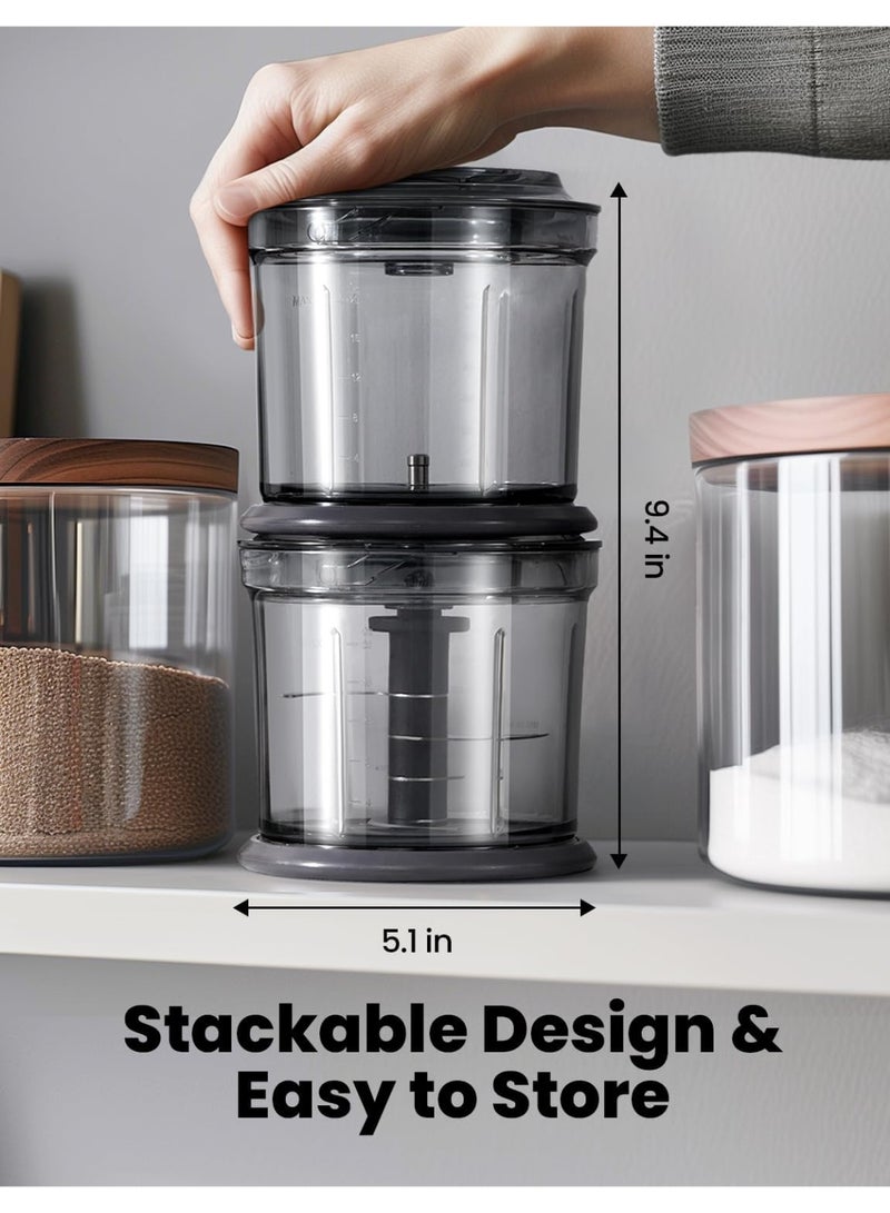 ibsun 4-Cup Electric Food Processor and Meat Chopper, 2-Bowl Kitchen Chopper with 2 Speeds and 4 Blades for Vegetables, Nuts, Meat and Puree - Image 2