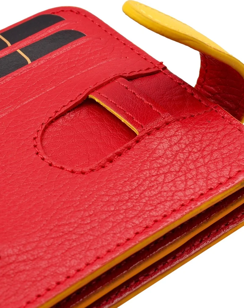 Mimodish 1145 Leather Paper Money Eyed Red Yellow Luxury Men's Credit Card Holder