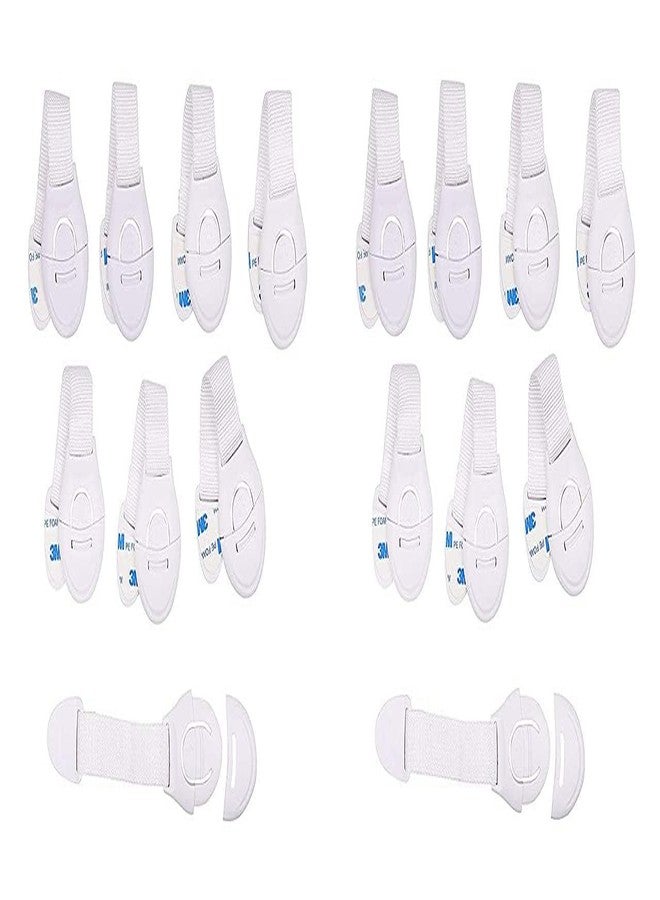 HYDERON Baby Infant Child Proofing Safety Locks & Latches - Door, Cupboard, Cabinet, Fridge, and Drawer Locks/Child Safety Strap Locks for Dishwasher, Toilet with Strong 3M Adhesive (White, 16 Pcs) - Image 1