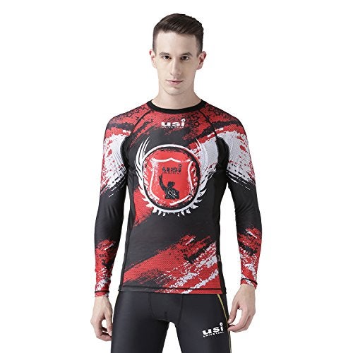 USI UNIVERSAL Rash Guard for Gym, Running, Cycling, Swimming, Cricket, Basketball | Rashguard Swimming Costume for Men | Rash Guard for Man (Medium, Red) - Image 1