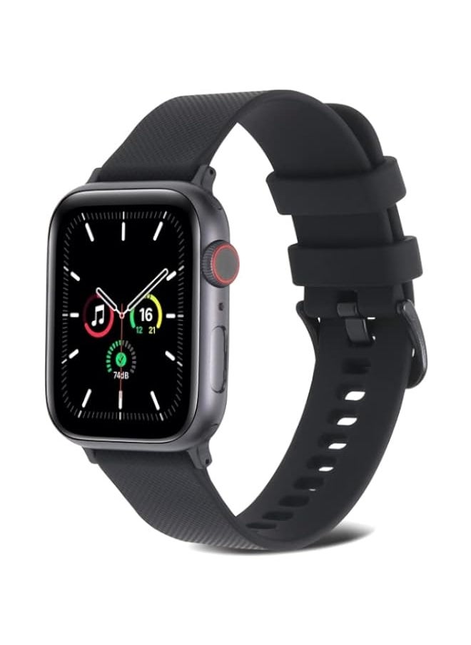 HuHa - HuHa Band Plain Weave Silicone Watch Band For Apple Watch Ultra 49mm / Series 8/7 45mm / SE 2/6 / SE / 5/4 44mm / 3/2 / 1 42mm Black - Image 1