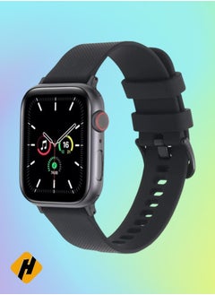 HuHa HuHa Band Plain Weave Silicone Watch Band For Apple Watch Ultra 49mm / Series 8/7 45mm / SE 2/6 / SE / 5/4 44mm / 3/2 / 1 42mm Black  - Image 1