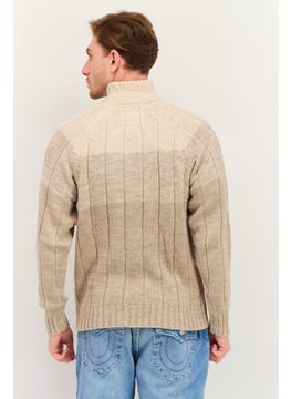 Weatherproof Men Long Sleeve Textured Sweater, Beige  - Image 3