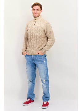 Weatherproof Men Long Sleeve Textured Sweater, Beige  - Image 4