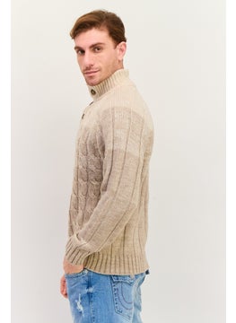 Weatherproof Men Long Sleeve Textured Sweater, Beige  - Image 2