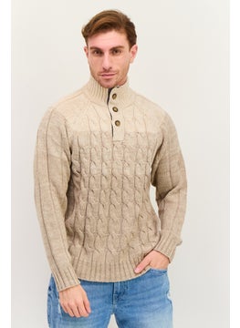 Weatherproof Men Long Sleeve Textured Sweater, Beige  - Image 1