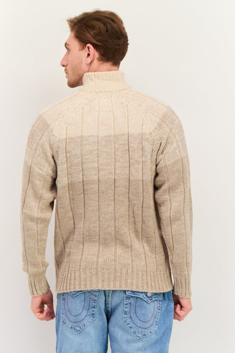 Weatherproof Men Long Sleeve Textured Sweater, Beige - Image 3