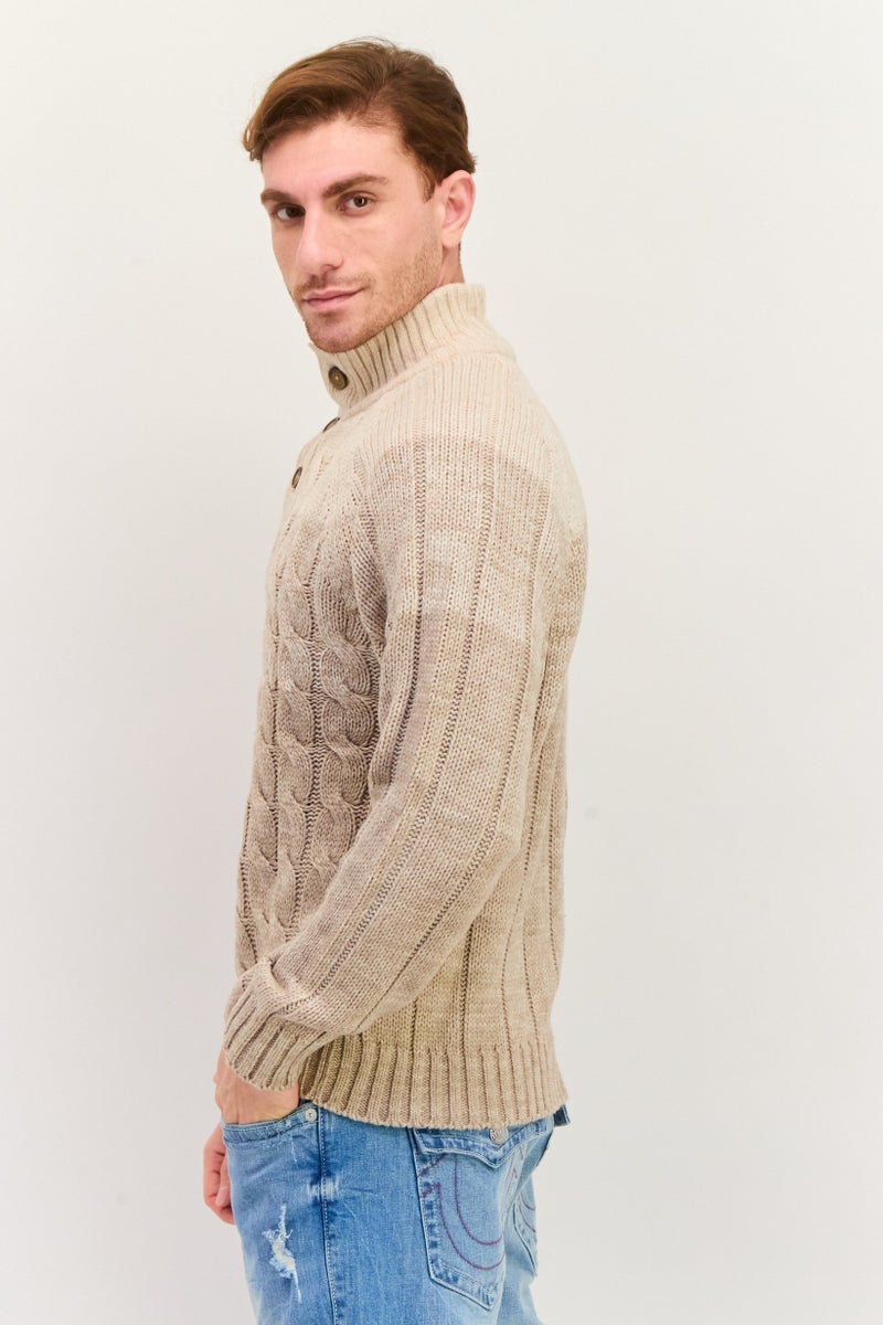Weatherproof Men Long Sleeve Textured Sweater, Beige - Image 4