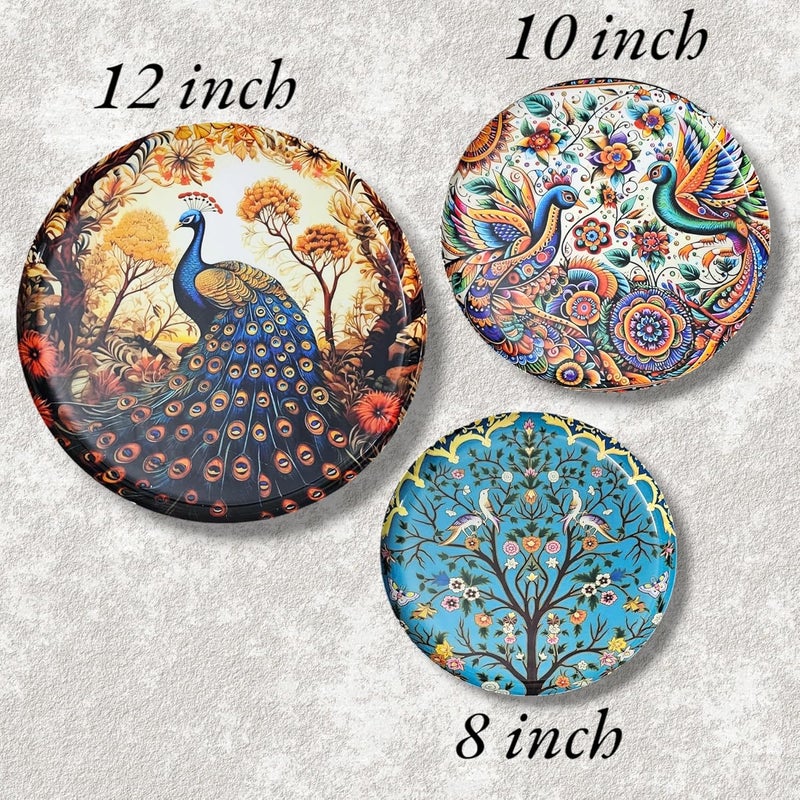 Noblenest 3 Pcs Madhubani Metal Wall Plates 12 10 8 Inch Wall Decoration Items For Living Room Bedroom Office Wall Decor Gift Items Wall Hanging Decorations - Image 2