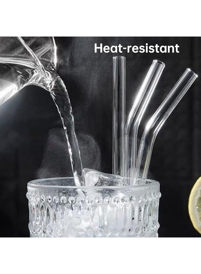 Glass Transparent Straw Set 5 Pieces - 4 x Straws, 1 x Brush, Healthy and Eco-friendly, Suitable for Everyday Drinking, Breadfast, Juice - Image 2