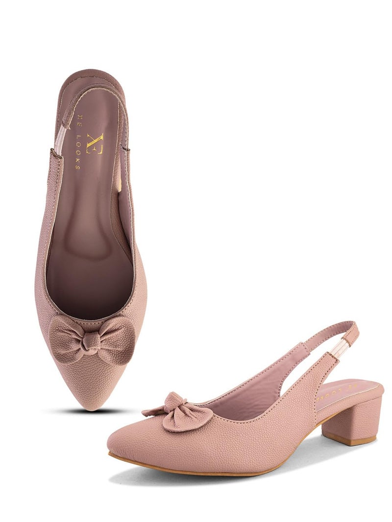 XE Looks Purple Slingback Heels | Pointed-Toe Design | Comfortable Cushioned Footbed Heels For Girl & Women - Image 1