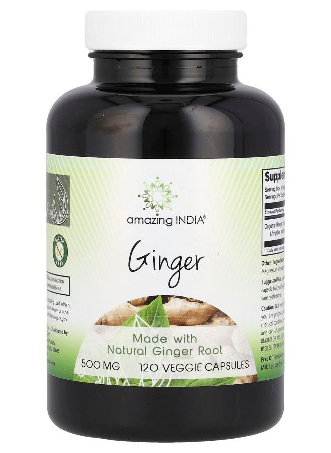 Amazing India - Ginger  500 mg  120 Veggie Capsules - Image 1
