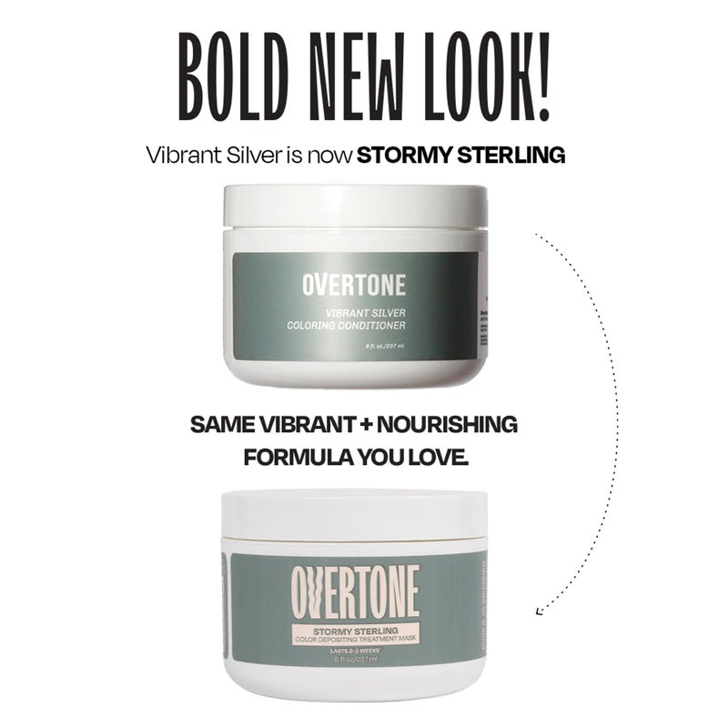 Overtone Color Depositing Semi-Permanent Hair Dye Conditioner - 8 oz For Natural & Color-Treated Hair, Moisturizing Shea Butter & Coconut Oil - Vegan & Cruelty-Free, Vibrant Silver is Stormy Sterling - Image 3