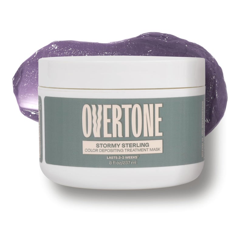 Overtone Color Depositing Semi-Permanent Hair Dye Conditioner - 8 oz For Natural & Color-Treated Hair, Moisturizing Shea Butter & Coconut Oil - Vegan & Cruelty-Free, Vibrant Silver is Stormy Sterling - Image 1