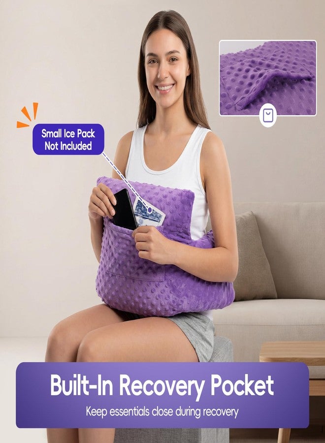okmaba Mastectomy Pillow for Post Surgery Recovery, Breast Surgery Pillow with Pocket, Chest Support for Mastectomy, Lumpectomy, Reconstruction, Breast Cancer, Heart Surgery, Abdominal Surgery (Purple-Dot) - Image 5