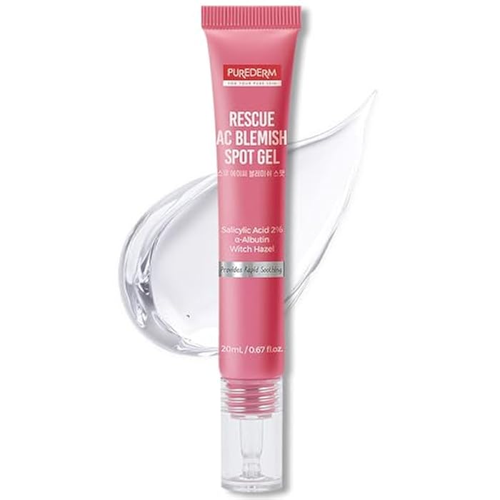 Purederm Blemish Spot Treatment Gel with Salicylic Acid 2%, Soothing Acne Care for Irritated Skin, Day & Night Use, 20ml - Image 1