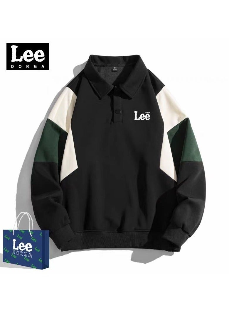LEE New Loose Casual Long Sleeved Polo Shirt With Contrasting Colors  - Image 1
