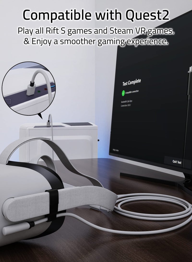كابل ربط 5 أمتار لملحقات Oculus Quest 2 و PC/Steam VR، نقل بيانات عالي السرعة، كابل USB 3.0 إلى USB C لسماعة VR و PC للألعاب - Image 3