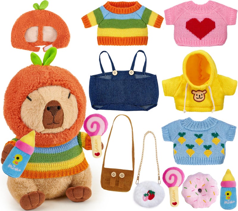 G.C GC 13 Pcs Plush Stuff Toys with Clothes Accessories Kids Stuffed Animal Toddler Pretend Play Dress Up Birthday Gifts 3 4 5 6 7 8 Year Old Boys Girls - Image 3