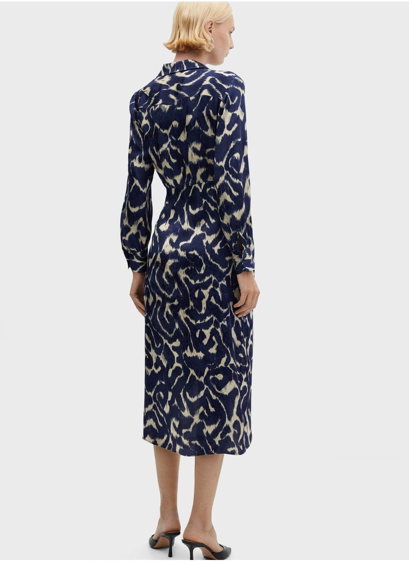 MANGO - Puff Sleeve Printed Wrap Dress - Image 1