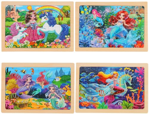 OSBOO Wooden Puzzles for Kids Ages 46 24 Piece Unicorn Mermaid Princess Jigsaw Puzzles 4 Packs Preschool Toddlers Learning Activity Puzzles Toys for Girls 3 4 5 6 Years Old - Image 5