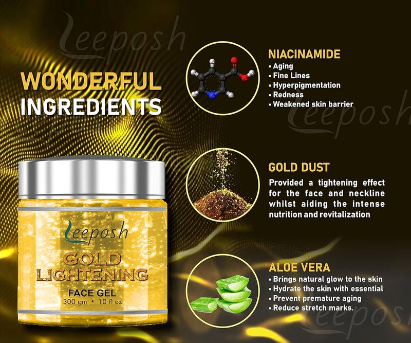 Leeposh Leeposh Gold Lightening gel  vitamin c Gel  24 K Gold gel  skin whitening pure gold gel 300 ml - Image 4