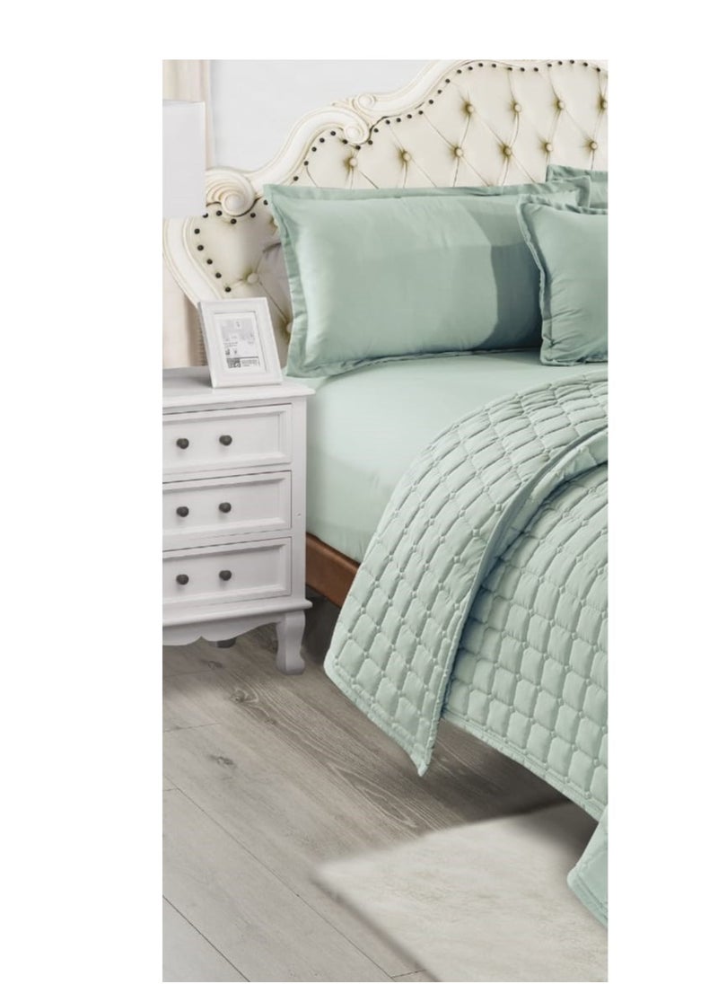 Summer single and a half bed sheet, plain, compressed, consisting of 4 pieces, to give you a refreshing summer, size 170*210 cm