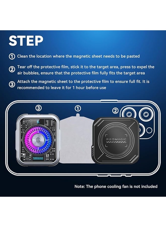 نوبيا ريد ماجيك صفيحة مغناطيسية حرارية من نوبيا ريد ماجيك لمبرد الهاتف والايباد 5 و6 برو – قطعتان بقياس 2.7 إنش مع لاصق قوي – متوافقة مع معظم مبردات الهواتف والايباد والملحقات المغناطيسية - Image 4