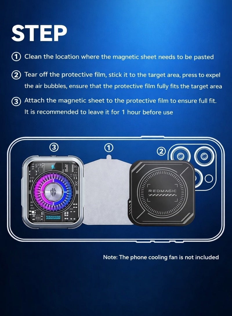 ريد ماجيك صفيحة مغناطيسية حرارية من نوبيا ريد ماجيك لمبرد الهاتف والايباد – قطعتان بقياس 2.7 إنش مع لاصق قوي – متوافقة مع معظم مبردات الهواتف والايباد والملحقات المغناطيسية - Image 3