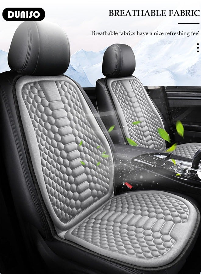 DUNISO 2pcs Auto Breathable Universal Four Seasons Front Car Seat Covers Luxury Include Front Car Seat Protector Compatible with 95% Vehicle Fit for Cars Truck SUV or Vans - Image 3