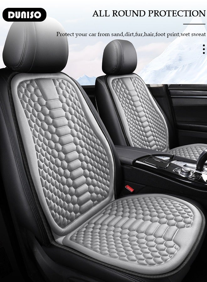 DUNISO 2pcs Auto Breathable Universal Four Seasons Front Car Seat Covers Luxury Include Front Car Seat Protector Compatible with 95% Vehicle Fit for Cars Truck SUV or Vans - Image 4